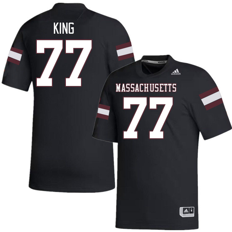 Massachusetts Minutemen #77 Jaxon King College Football Jerseys Stitched-Black